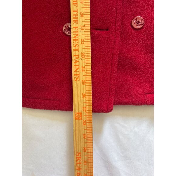 VTG L.L.Bean Womens Red Double-Breasted Fleece Jacket Size M - Picture 3 of 6
